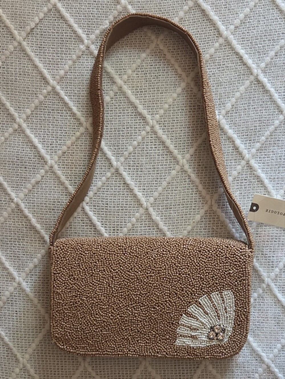 Anthropologie The Fiona Beaded Bag Floral Edition Celandine Tan - Picture 5 of 8
